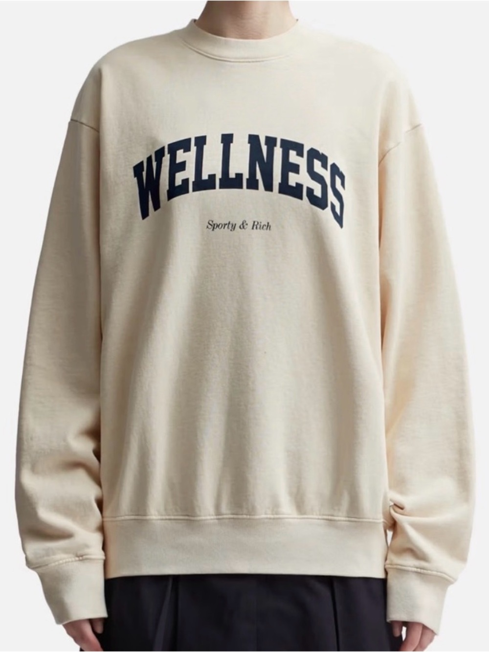 Sporty & Rich Wellness Pullover Sweatshirt Crew Neck Cream Women's Size Small - Picture 3 of 11